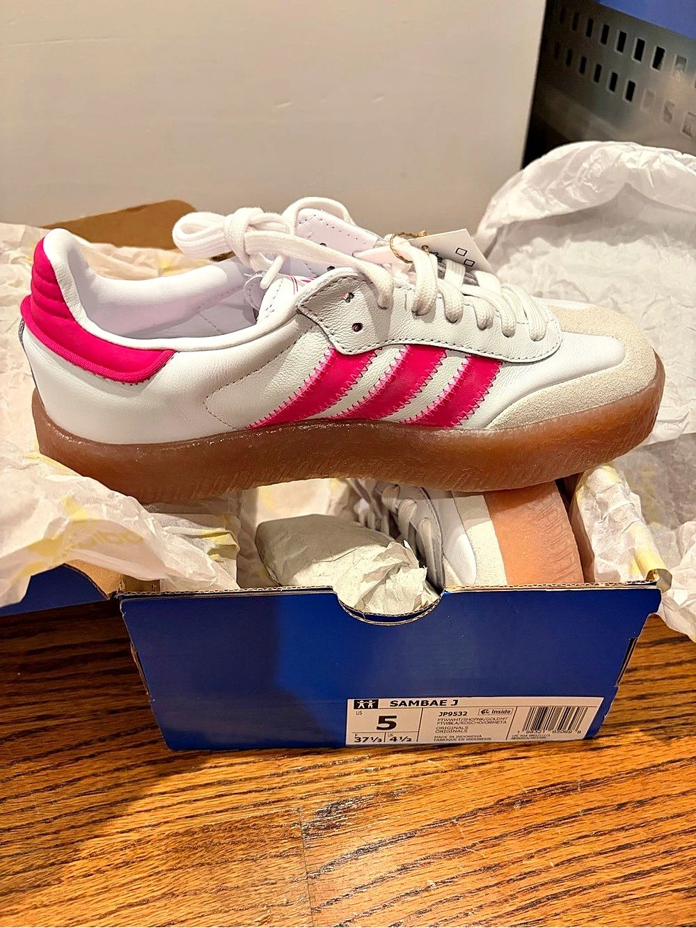 adidas Sambae J Sneakers White & Pink US 5Y/6W